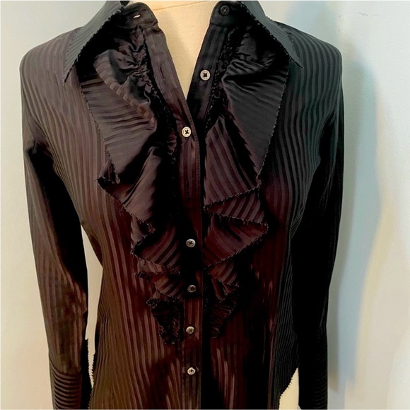 LIA KES Tuxedo button down blouse - Picture 1 of 5